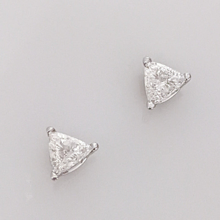 14K WHITE .54 CARAT TOTAL WEIGHT SI2 F DIAMOND TRILLION (2) ESTATE STUD EARRINGS 0.9 GRAMS