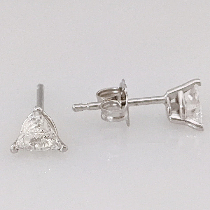 14K WHITE .54 CARAT TOTAL WEIGHT SI2 F DIAMOND TRILLION (2) ESTATE STUD EARRINGS 0.9 GRAMS