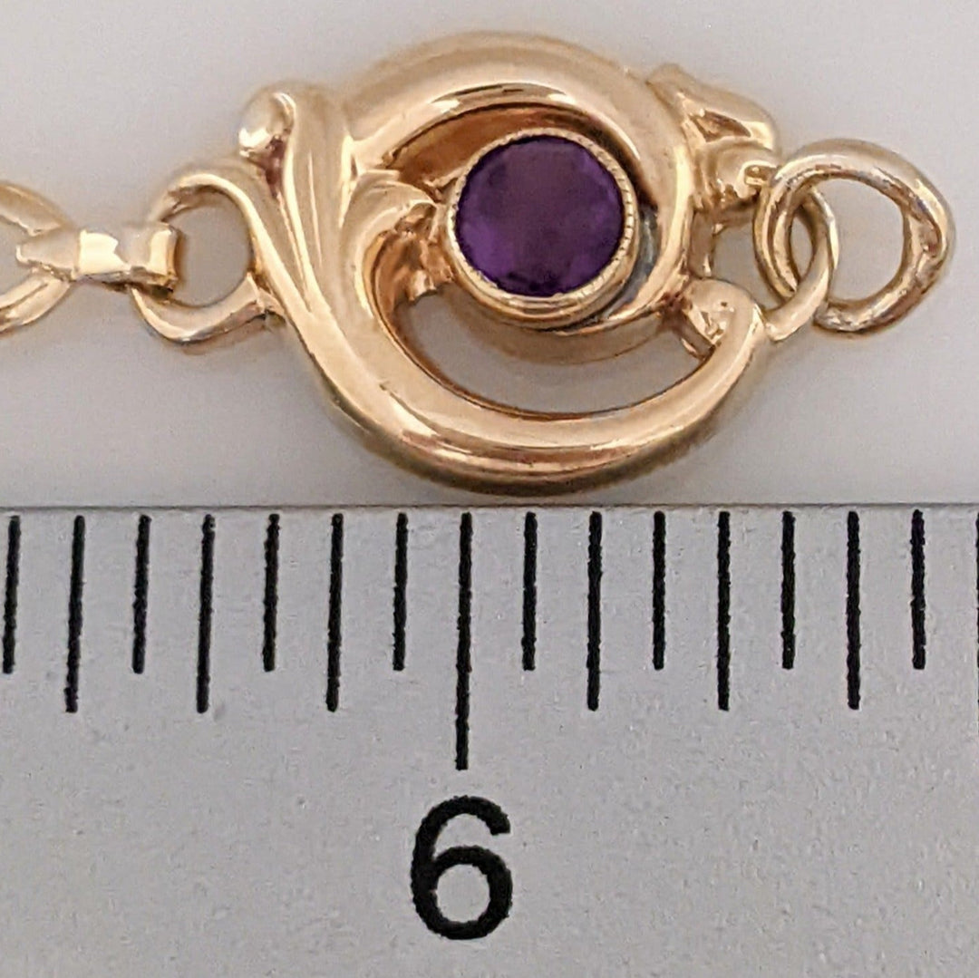 14k AMETHYST ROUND (3) BEZEL CIRCLE ESTATE BRACELET 7.8 GRAMS