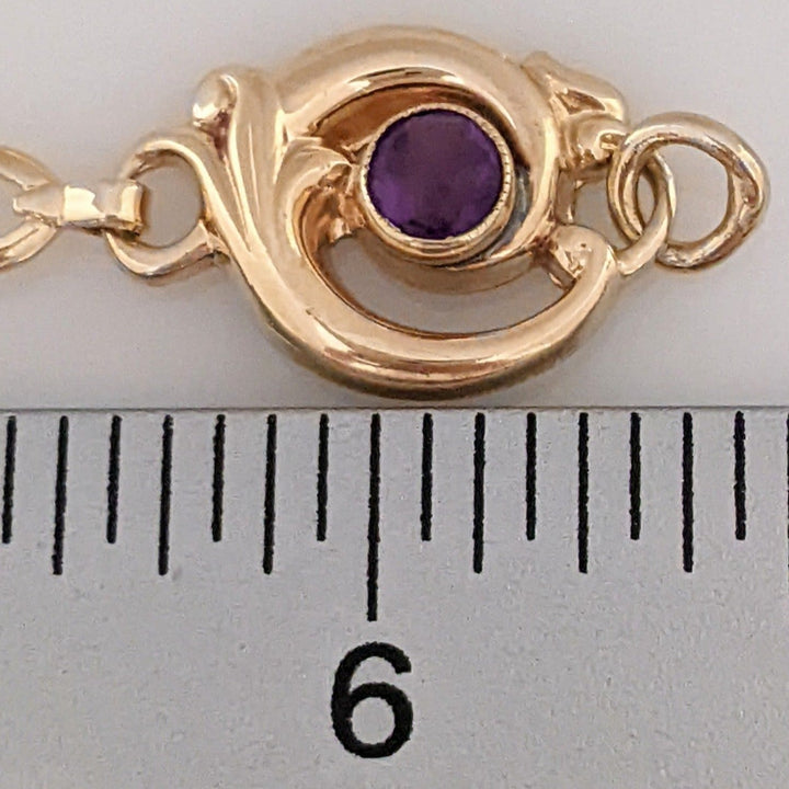 14k AMETHYST ROUND (3) BEZEL CIRCLE ESTATE BRACELET 7.8 GRAMS