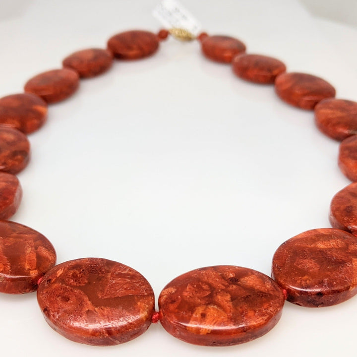 14K ORANGE BEAD (16) ESTATE NECKLACE 63.1 GRAMS