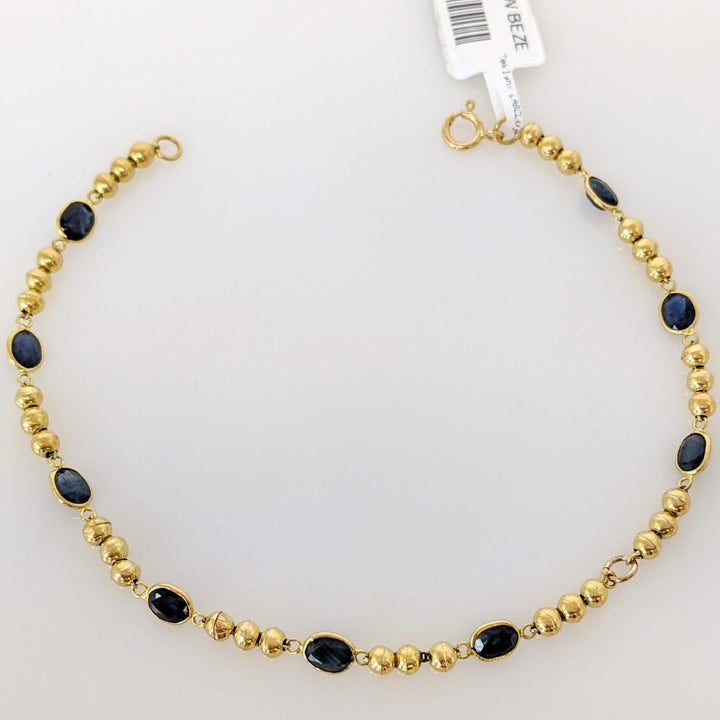 18K SAPPHIRE OVAL (10) 8.00 CARAT TOTAL WEIGHT BEZEL SET ESTATE BRACELET 2.9 GRAMS