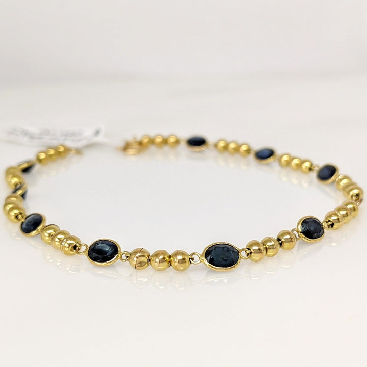18K SAPPHIRE OVAL (10) 8.00 CARAT TOTAL WEIGHT BEZEL SET ESTATE BRACELET 2.9 GRAMS
