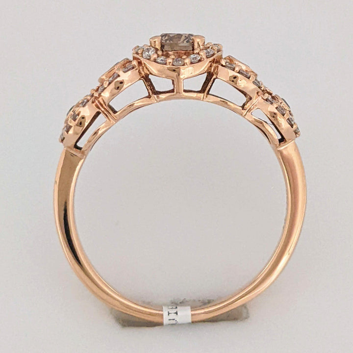 14K ROSE 1.02 CARAT TOTAL WEIGHT SI2 H (52) BROWN (5) ESTATE DIAMOND RING 3.4 GRAMS