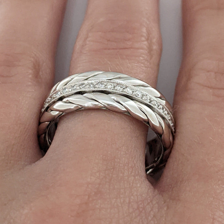 14K WHITE .88 CARAT TOTAL WEIGHT VS2 I DIAMOND ROUND (88) ETERNITY BAND 12.0 GRAMS