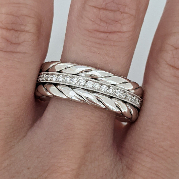 14K WHITE .88 CARAT TOTAL WEIGHT VS2 I DIAMOND ROUND (88) ETERNITY BAND 12.0 GRAMS