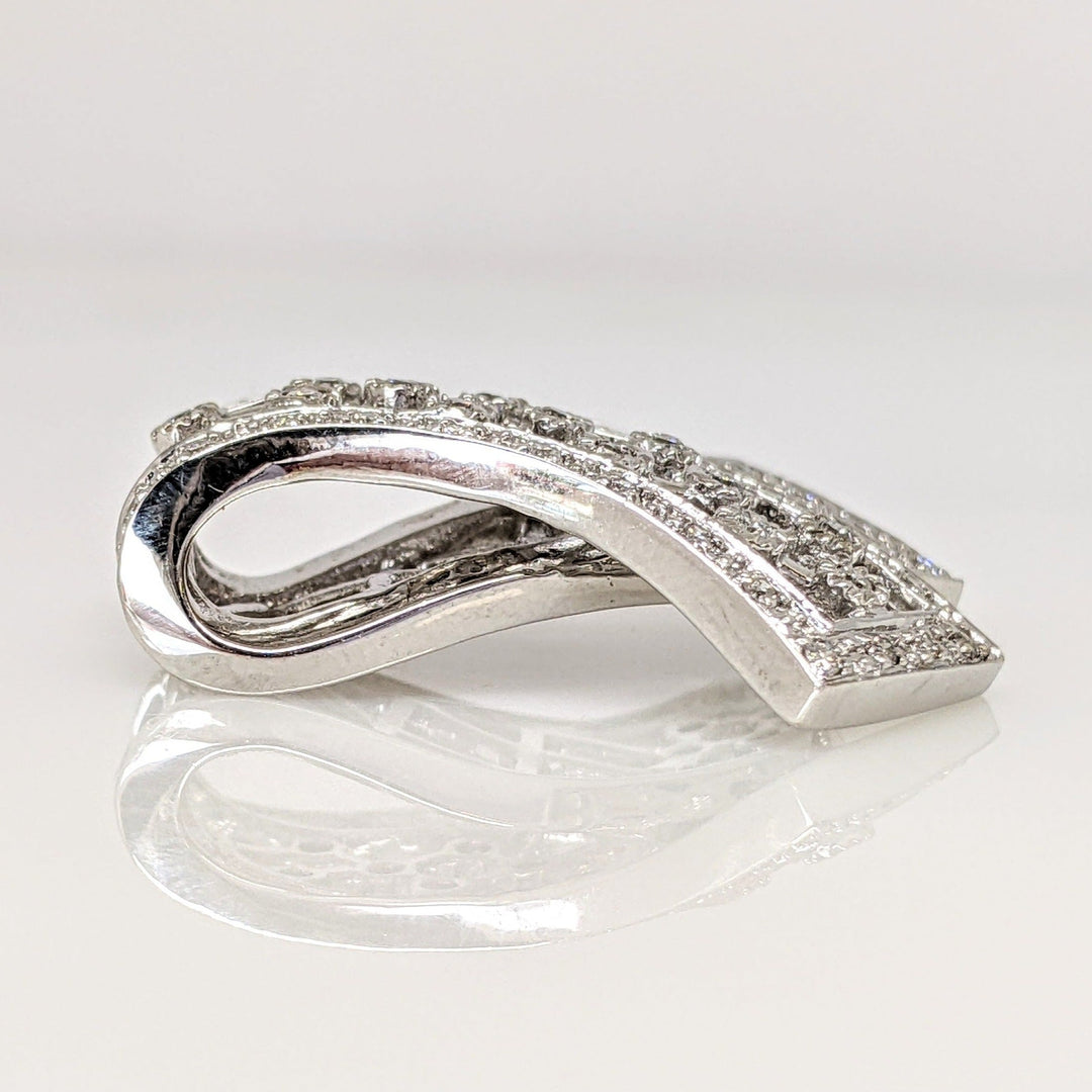 14K WHITE .36 CARAT TOTAL WEIGHT I1 H DIAMOND ROUND (48) RIBBON STYLE ESTATE PENDANT 7.9 GRAMS