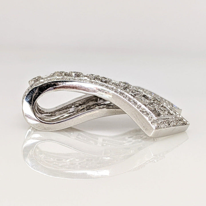 14K WHITE .36 CARAT TOTAL WEIGHT I1 H DIAMOND ROUND (48) RIBBON STYLE ESTATE PENDANT 7.9 GRAMS