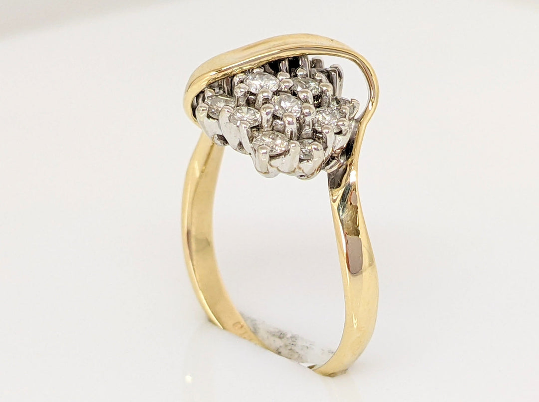 14K .54 CARAT TOTAL WEIGHT I1 G DIAMOND ROUND (18) CLUSTER ESTATE RING 2.7 GRAMS