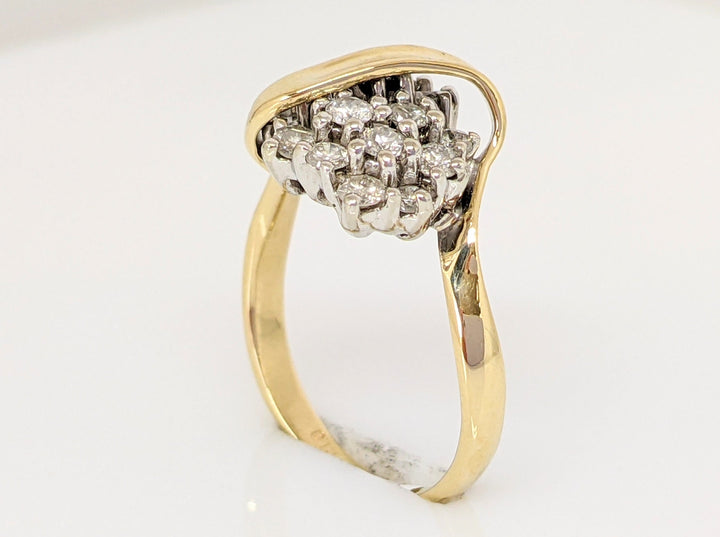 14K .54 CARAT TOTAL WEIGHT I1 G DIAMOND ROUND (18) CLUSTER ESTATE RING 2.7 GRAMS