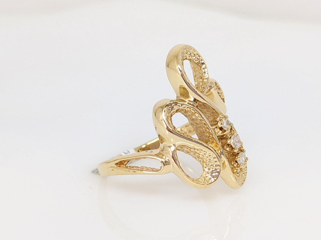 14K .06 CARAT TOTAL WEIGHT DIAMOND ROUND (3) FREE FORM ESTATE RING 4.0 GRAMS