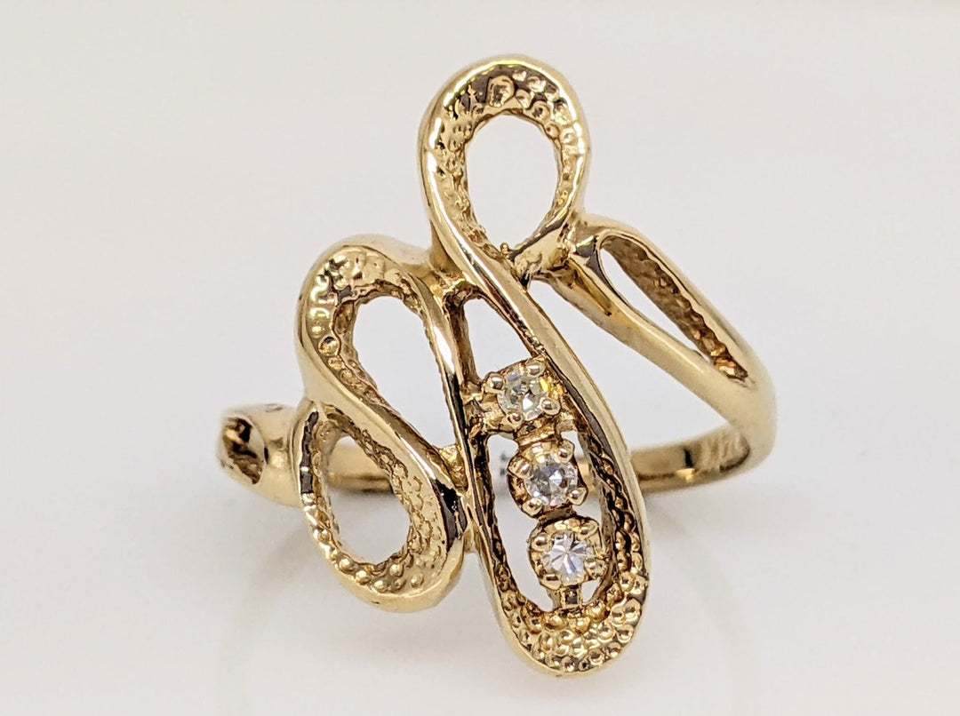 14K .06 CARAT TOTAL WEIGHT DIAMOND ROUND (3) FREE FORM ESTATE RING 4.0 GRAMS