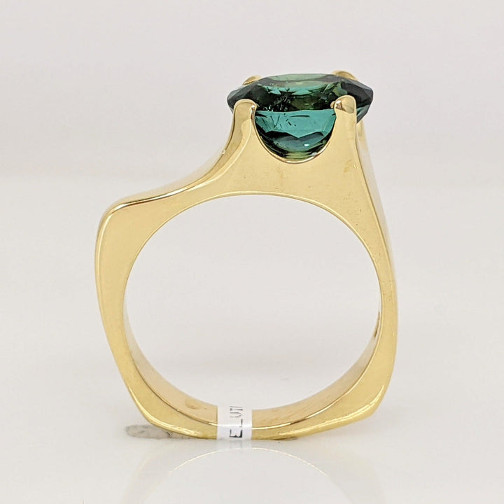 18K GREEN/ BLUE TOURMALINE OVAL 7X9 FREE FORM ESTATE RING 7.4 GRAMS