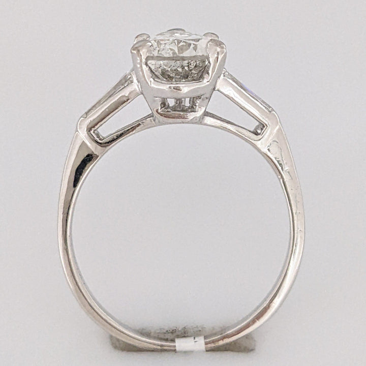 PLATINUM 2.13 CARAT TOTAL I1 G DIAMOND PEAR WITH (2) BAGUETTE ESTATE RING 4.8 GRAMS