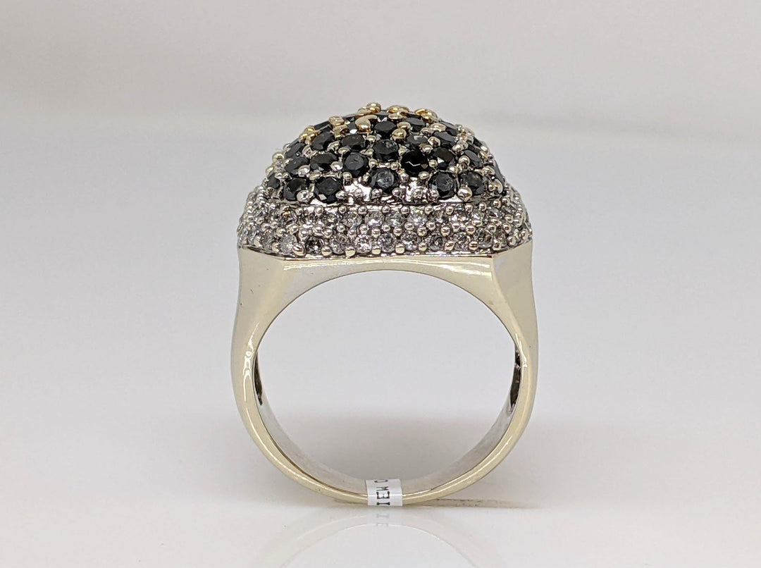 14K 2.76 CARAT TOTAL WEIGHT I1 G DIAMOND ROUND (6) BLACK (84) ESTATE RING 9.3 GRAMS