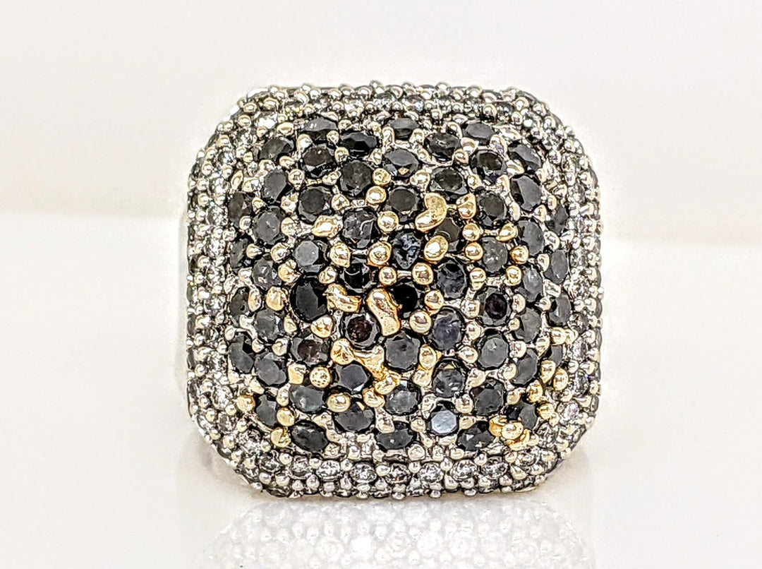 14K 2.76 CARAT TOTAL WEIGHT I1 G DIAMOND ROUND (6) BLACK (84) ESTATE RING 9.3 GRAMS