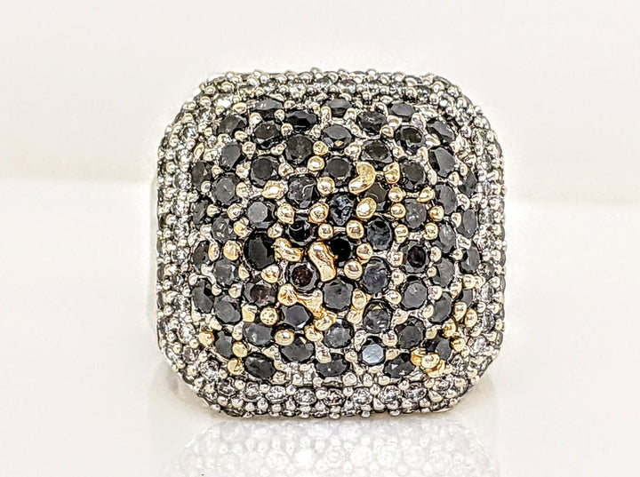 14K 2.76 CARAT TOTAL WEIGHT I1 G DIAMOND ROUND (6) BLACK (84) ESTATE RING 9.3 GRAMS