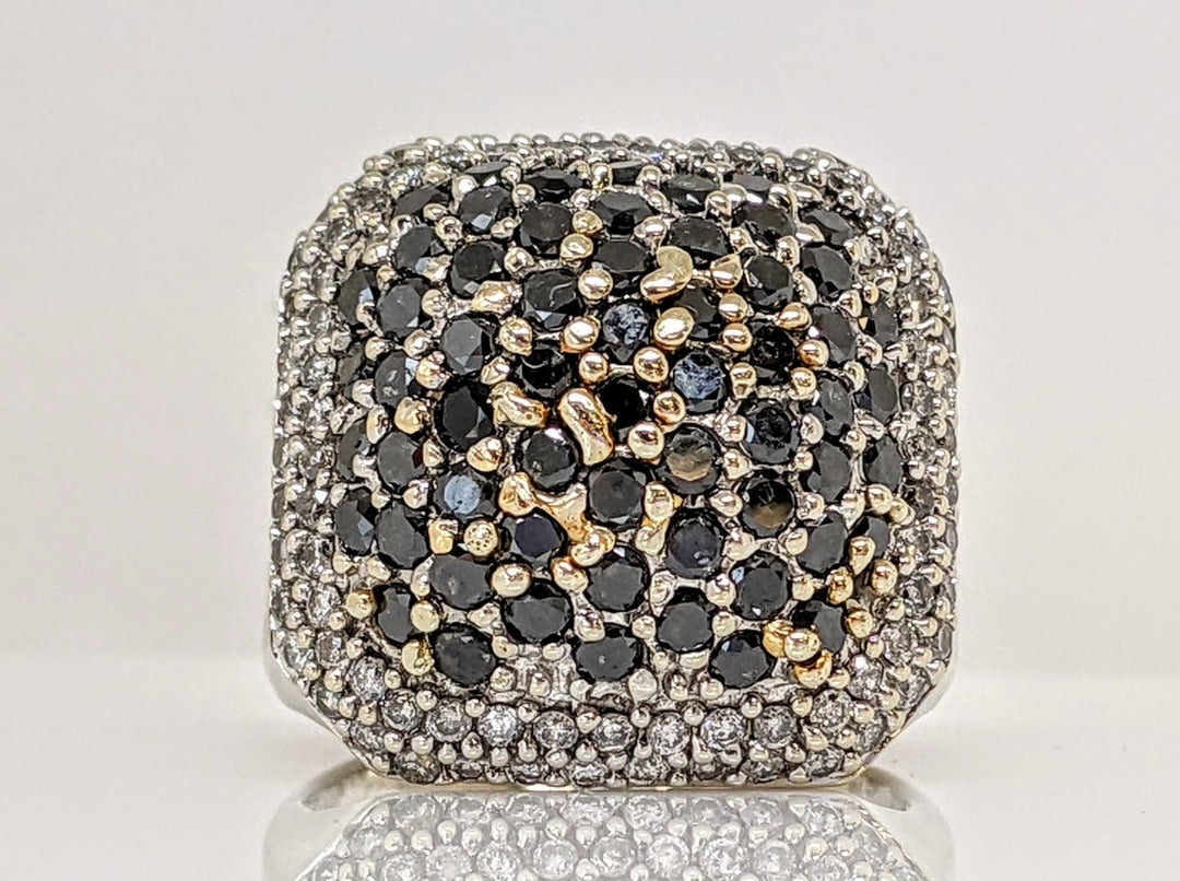 14K 2.76 CARAT TOTAL WEIGHT I1 G DIAMOND ROUND (6) BLACK (84) ESTATE RING 9.3 GRAMS