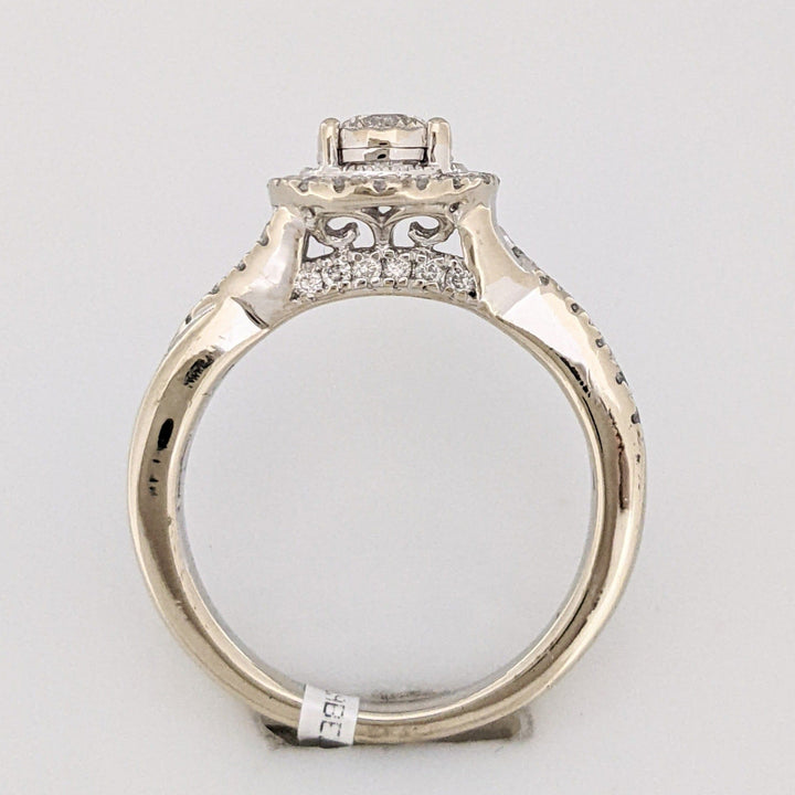 14K WHITE .66 CARAT TOTAL WEIGHT I1 I DIAMOND ROUND (46) HALO ESTATE RING 4.5 GRAMS