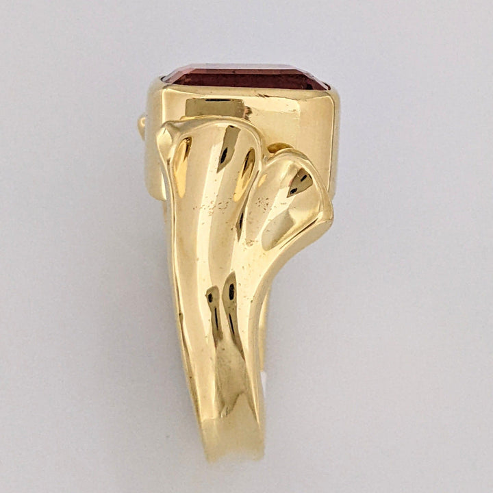 18K PINK TOURMALINE CUSHION CUT 9X11 BEZEL SET ESTATE RING 11.4 GRAMS