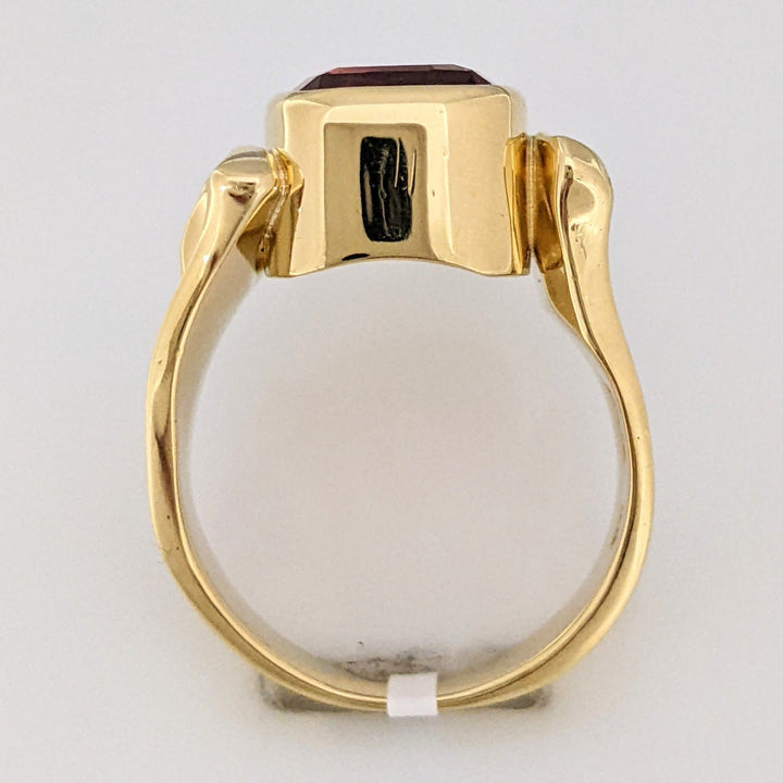 18K PINK TOURMALINE CUSHION CUT 9X11 BEZEL SET ESTATE RING 11.4 GRAMS