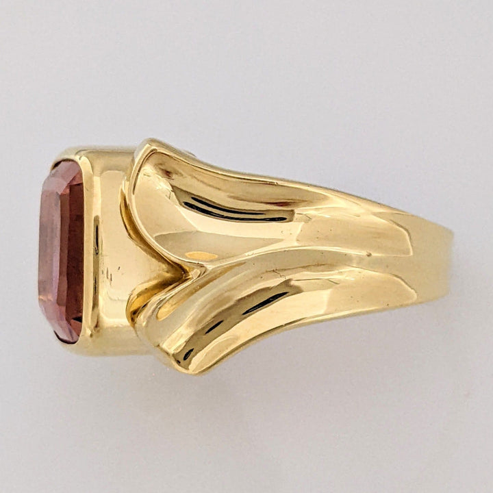 18K PINK TOURMALINE CUSHION CUT 9X11 BEZEL SET ESTATE RING 11.4 GRAMS