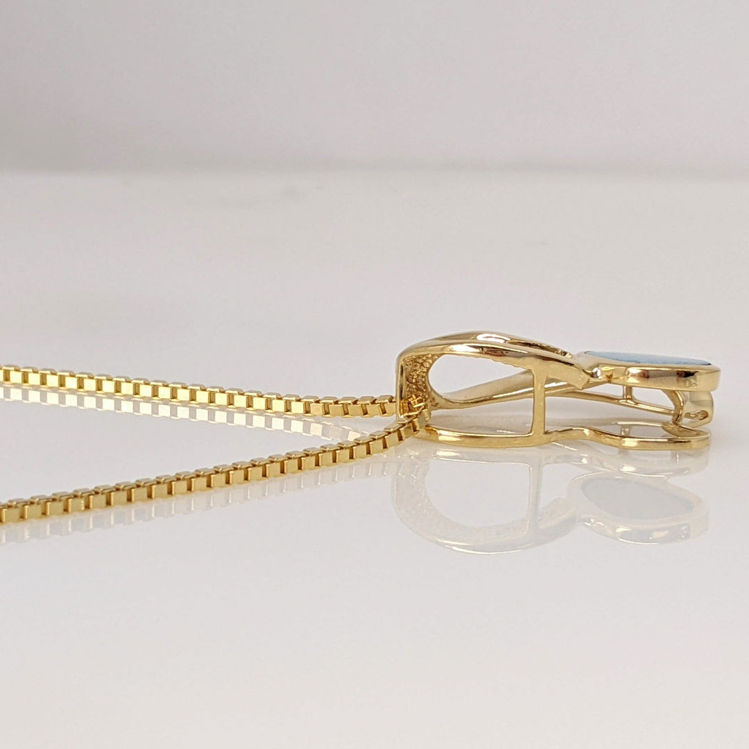 14K DOUBLET OPAL FREE-FORM WITH (3) MLEEE ESTATE PENDANT & CHAIN 10.9 GRAMS