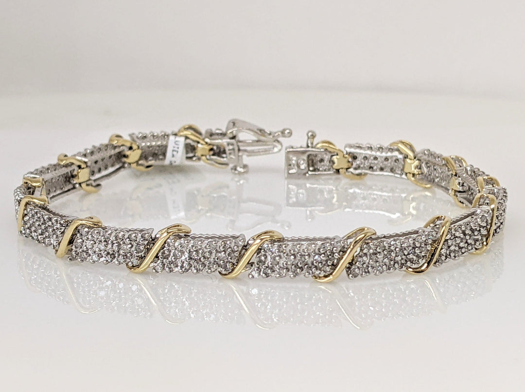 14K WHITE 2.00 CARAT TOTAL WEIGHT I1 I DIAMOND ROUND (274) ESTATE LINK BRACELET 13.9 GRAMS