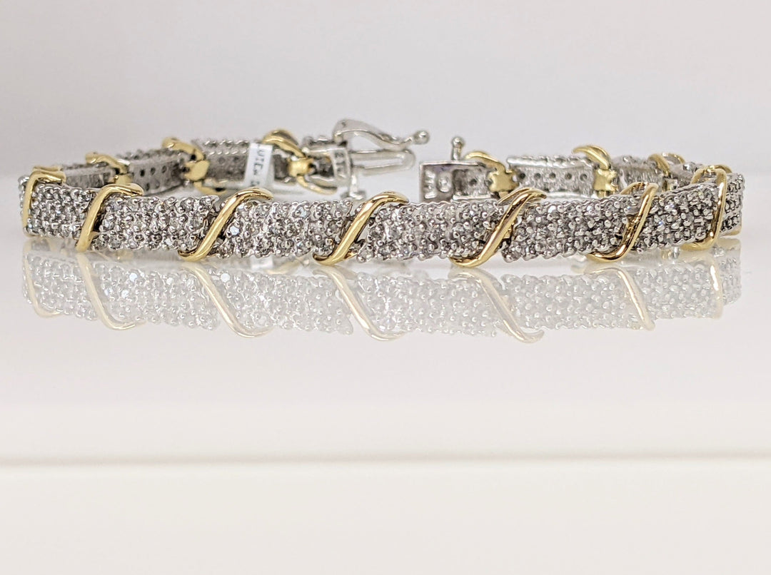 14K WHITE 2.00 CARAT TOTAL WEIGHT I1 I DIAMOND ROUND (274) ESTATE LINK BRACELET 13.9 GRAMS