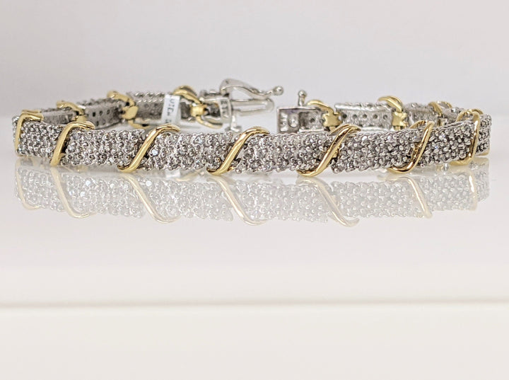 14K WHITE 2.00 CARAT TOTAL WEIGHT I1 I DIAMOND ROUND (274) ESTATE LINK BRACELET 13.9 GRAMS