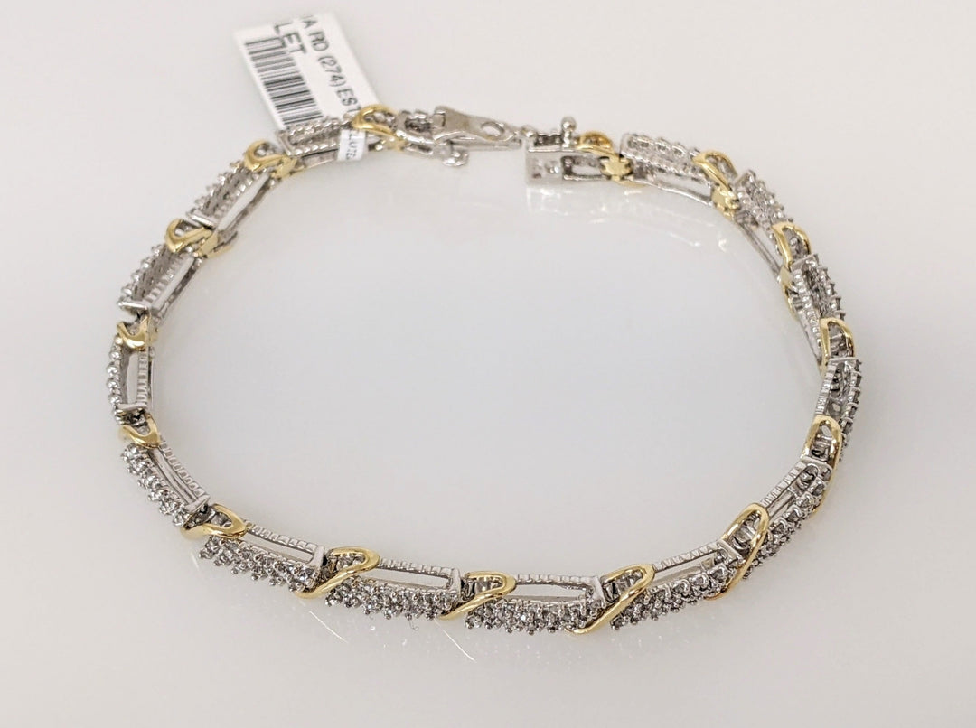 14K WHITE 2.00 CARAT TOTAL WEIGHT I1 I DIAMOND ROUND (274) ESTATE LINK BRACELET 13.9 GRAMS