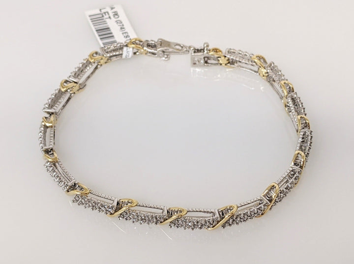 14K WHITE 2.00 CARAT TOTAL WEIGHT I1 I DIAMOND ROUND (274) ESTATE LINK BRACELET 13.9 GRAMS