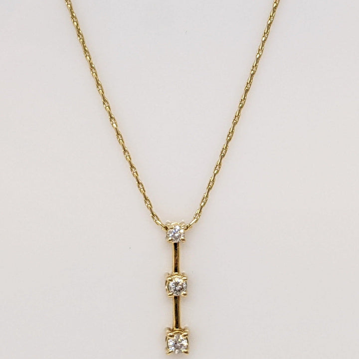 14K .25 CARAT TOTAL WEIGHT I1 H-I DIAMOND ROUND (3) TRINITY ESTATE PENDANT & CHAIN 3.5 GRAMS