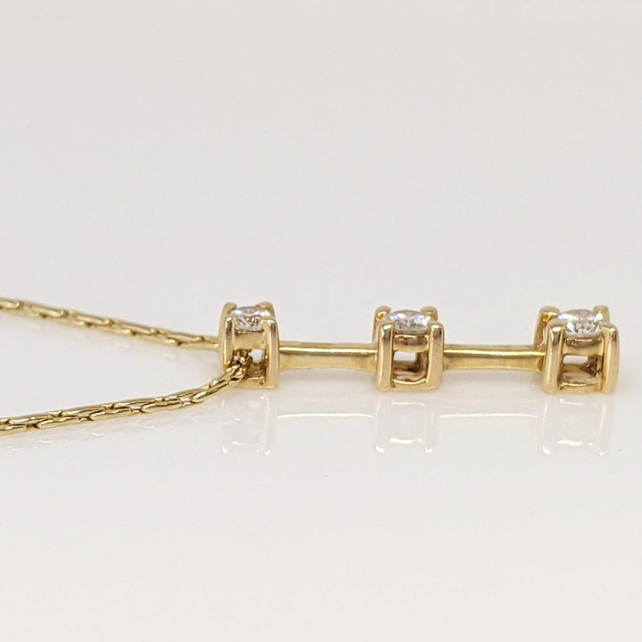 14K .25 CARAT TOTAL WEIGHT I1 H-I DIAMOND ROUND (3) TRINITY ESTATE PENDANT & CHAIN 3.5 GRAMS