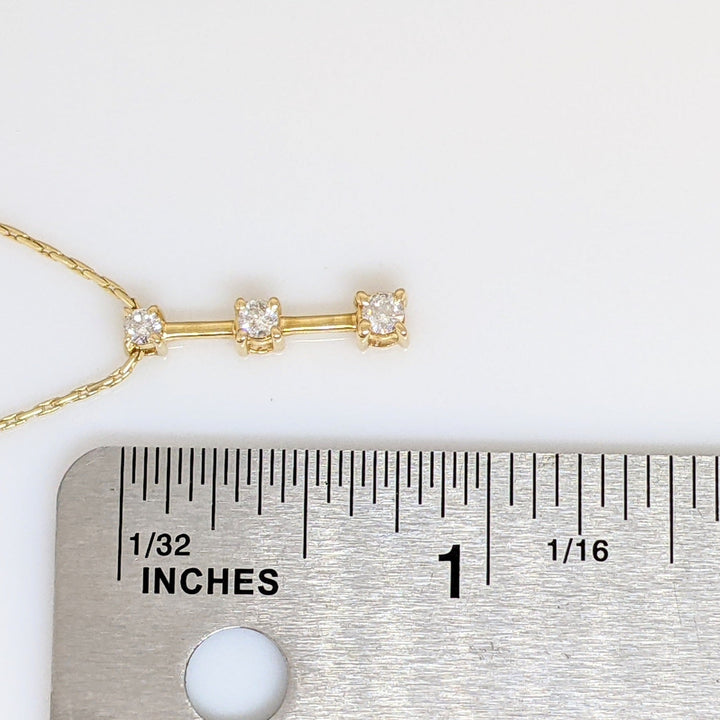 14K .25 CARAT TOTAL WEIGHT I1 H-I DIAMOND ROUND (3) TRINITY ESTATE PENDANT & CHAIN 3.5 GRAMS