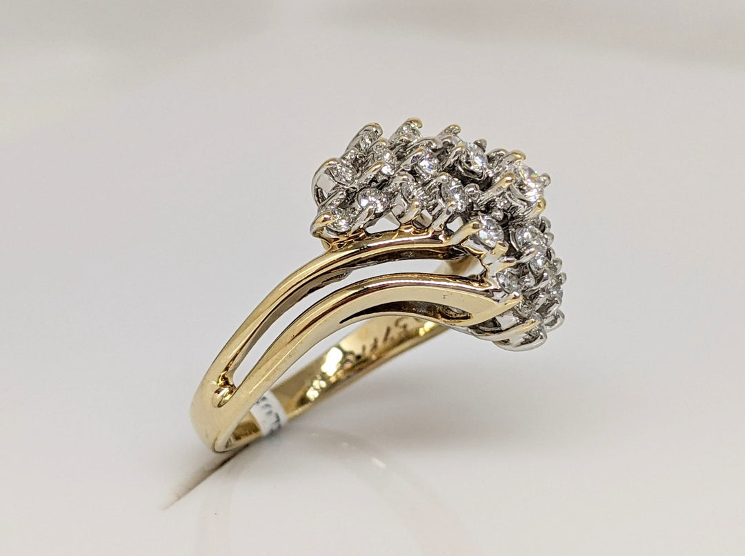 14K .78 CARAT TOTAL WEIGHT SI1 H DIAMOND ROUND (25) ESTATE CLUSTER RING 5.6 GRAMS