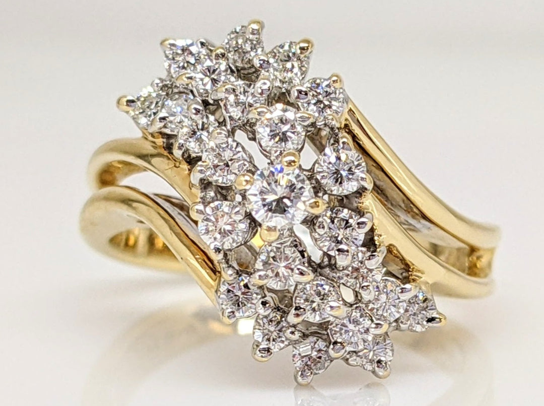 14K .78 CARAT TOTAL WEIGHT SI1 H DIAMOND ROUND (25) ESTATE CLUSTER RING 5.6 GRAMS