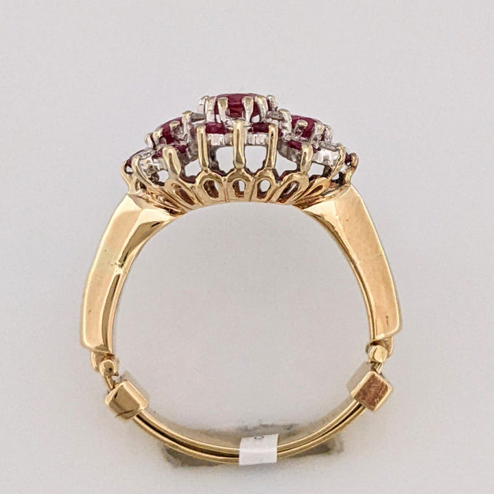 14K RUBY OVAL (1) 4X6 (2) 3X5 WITH .10 DIAMOND TOTAL WEIGHT (2) ESTATE RING 4.3 GRAMS ADJUSTABLE