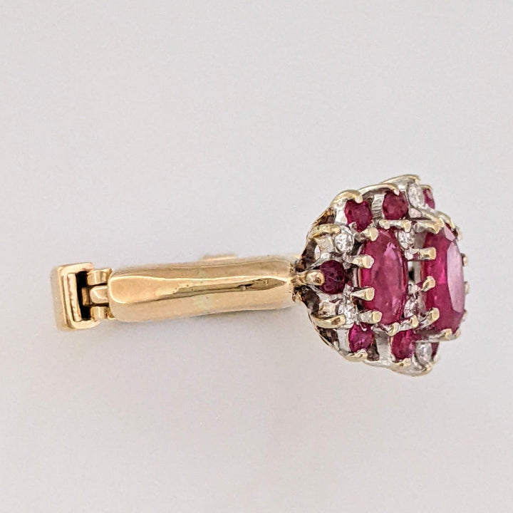 14K RUBY OVAL (1) 4X6 (2) 3X5 WITH .10 DIAMOND TOTAL WEIGHT (2) ESTATE RING 4.3 GRAMS ADJUSTABLE