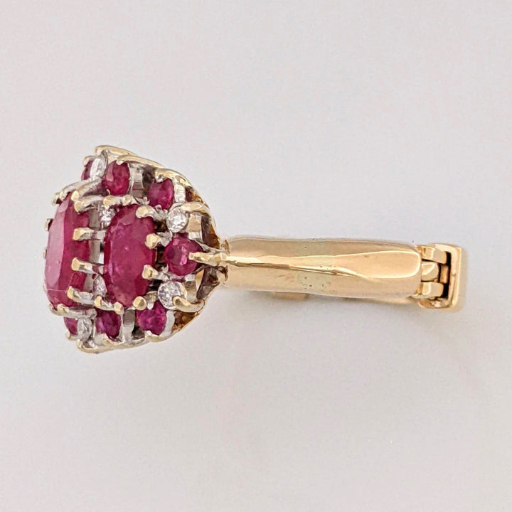 14K RUBY OVAL (1) 4X6 (2) 3X5 WITH .10 DIAMOND TOTAL WEIGHT (2) ESTATE RING 4.3 GRAMS ADJUSTABLE