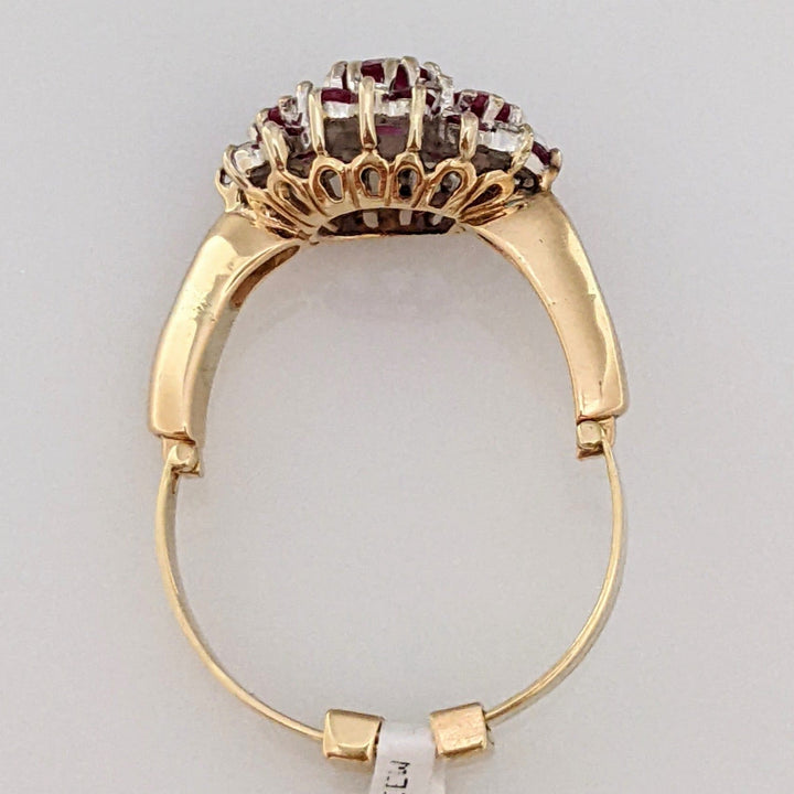 14K RUBY OVAL (1) 4X6 (2) 3X5 WITH .10 DIAMOND TOTAL WEIGHT (2) ESTATE RING 4.3 GRAMS ADJUSTABLE