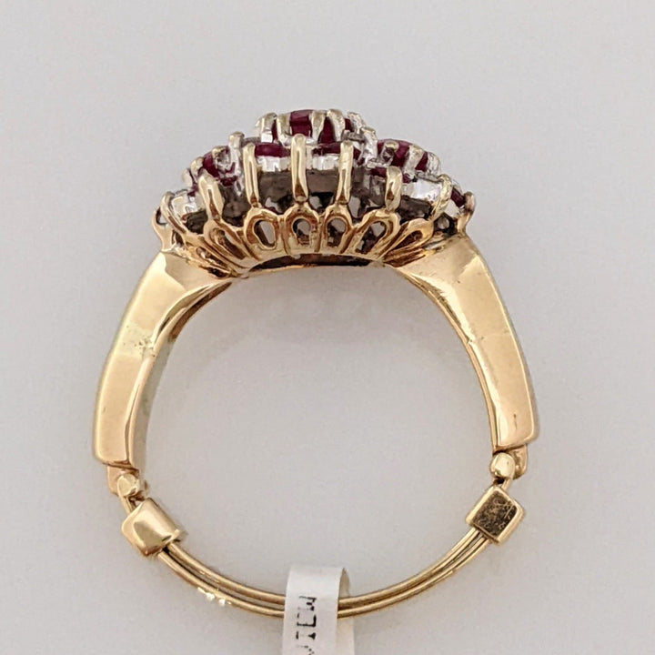14K RUBY OVAL (1) 4X6 (2) 3X5 WITH .10 DIAMOND TOTAL WEIGHT (2) ESTATE RING 4.3 GRAMS ADJUSTABLE