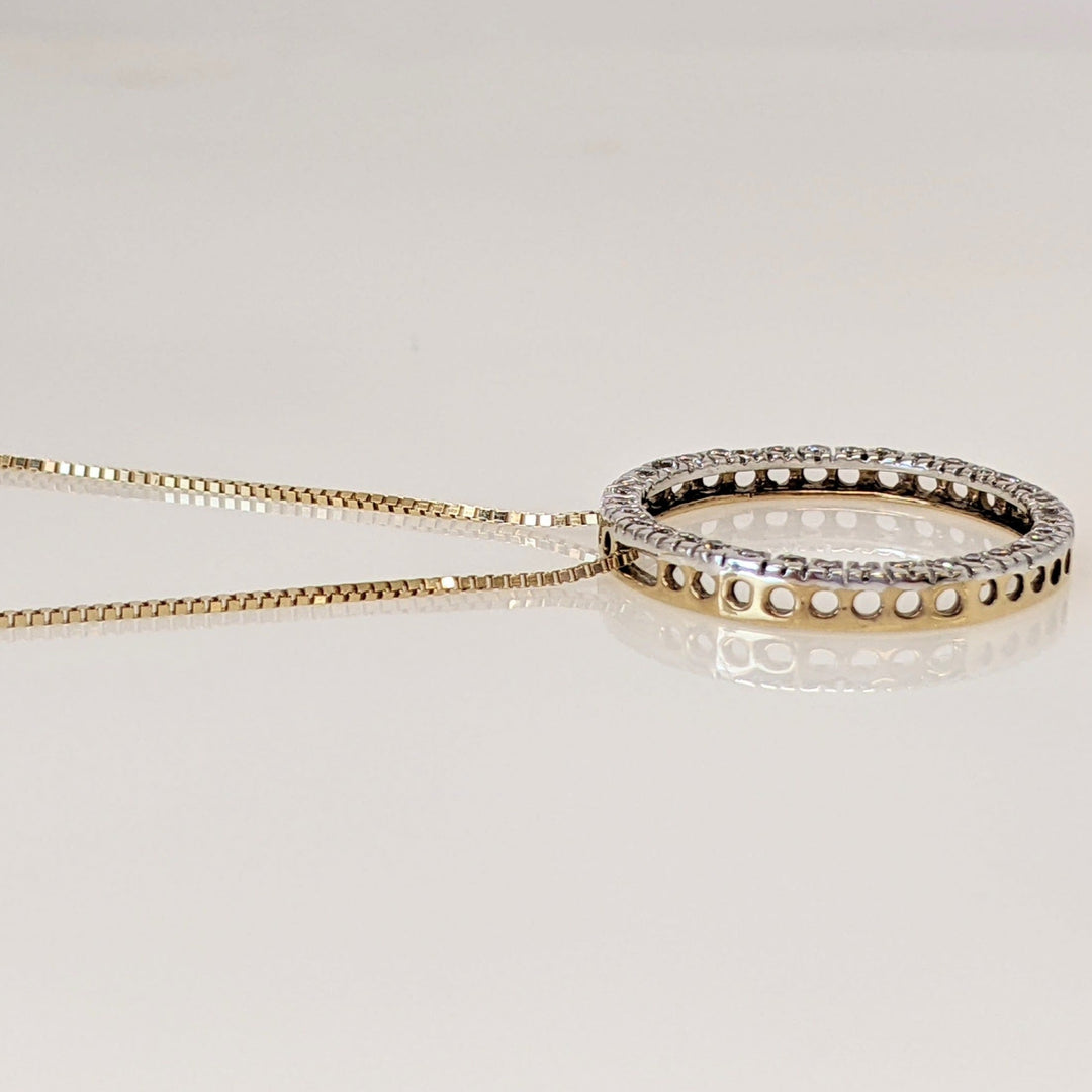 10K .27 CARAT TOTAL WEIGHT SI2 I DIAMOND ROUND (36) CIRCLE ESTATE PENDANT & 14K CHAIN 3.3 GRAMS