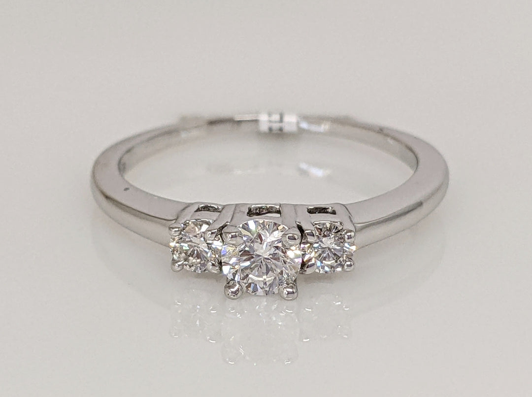 14K WHITE .50 CARAT TOTAL WEIGHT I1 G DIAMOND ROUND (3) ESTATE TRINITY RING 2.4 GRAMS
