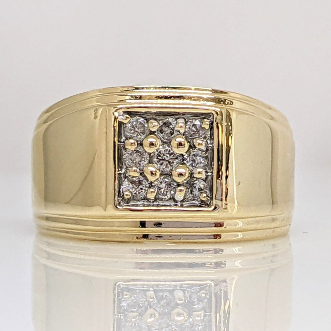 10K DIAMOND ROUND (9) PROMOIONAL 3-ROW ESTATE RING 7.6 GRAMS