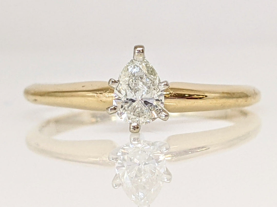 14K .31 CARAT TOTAL I2 H DIAMOND PEAR SOLITAIRE ESTATE RING 1.9 GRAMS