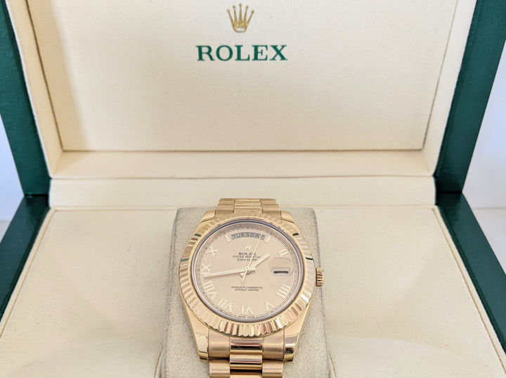 ROLEX 1999 GENTS 18K DAYDATE II 218238 WITH BOX 218.0 GRAMS