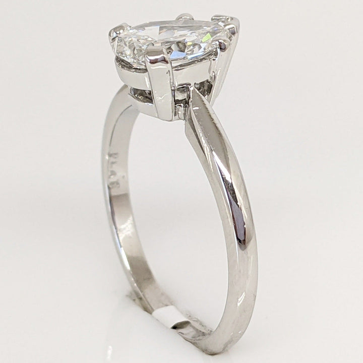 PLATINUM 1.22 CARAT TOTAL VS1 D DIAMOND PEAR ESTATE SOLITAIRE RING 4.5 GRAMS