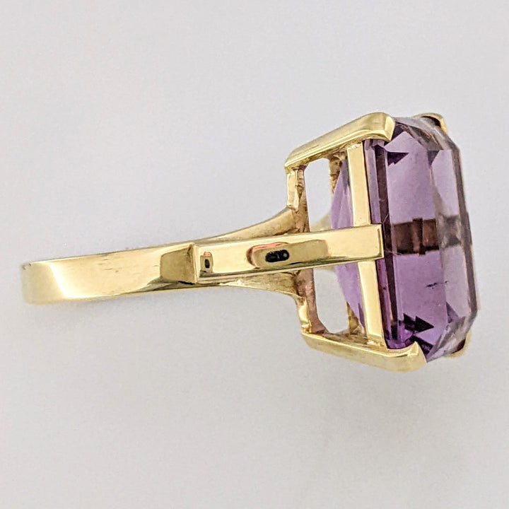 14K AMETHYST EMERALD CUT 10.5X14.5 ESTATE RING 4.9 GRAMS
