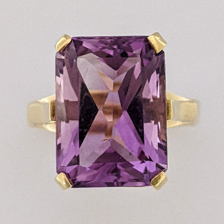 14K AMETHYST EMERALD CUT 10.5X14.5 ESTATE RING 4.9 GRAMS